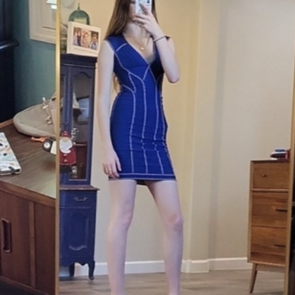 Hervé Léger Blue Bandage Dress